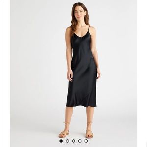 Quince black silk slip dress NWT in bag Large